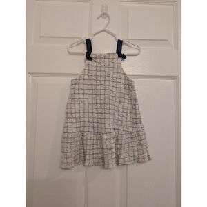 Girls Zara Baby White Blue Plaid Casual Dress 3T